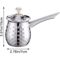 Miniatyrbillede 5 af 5: Tyrkisk Kaffe Potte Rustfrit Stål Langt Håndtag Cezve Kaffe Potte Mælk Smør Smeltekande 600 Sølv