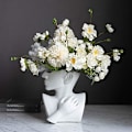 Miniatyrbillede 5 af 5: Hvid Keramisk Kvindehoved Vase Tørrede Blomster Vaser Statue Hoved Blomsterarrangement