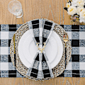 Miniatyrbillede 3 af 5: Buffalo Plaid Serviet 12x12inch, sæt med 10, sort og hvid ternet serviet
