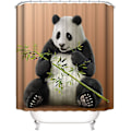 Miniatyrbillede 3 af 5: 4 stk. Panda Bruseforhængssæt med Skridsikker Måtte, Toiletlågbetræk, U-Formet Måtte, Bademåtte og Bruseforhæng med 12 Kroge Vandtæt Bruseforhængssæt F