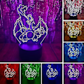 Miniatyrbillede 1 af 5: Cartoon Charizard Anime Figur 3d Led Optisk Illusion Soveværelse Dekoration Bordlampe Med Fjernbetjening 7 Farver Akryl Søvn Nattelys Fødselsdag Julegaver Til