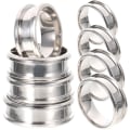 Miniatyrbillede 2 af 3: 8 stk. ring blanks rillede almindelige fingerringe rustfrit stål F