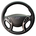 Miniatyrbild 1 av 4: Svart konstläder handsydd bilrattskydd för Hyundai Elantra 2011-2016 Avante I30 2012-2016