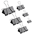 Miniatyrbillede 1 af 5: 90 stk. sorte mappe universelle binder clips sorte papir klemmer papir klemme arrangør metal clips papir binder clips