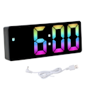 Miniatyrbild 1 av 5: Färgglad LED digital väckarklocka stor LED-skärm elektronisk väckarklocka för sängbord sovrum