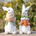 Miniatyrbillede 4 af 6: Påskehare Ornament Forårs Hjem Dekoration Kanin Figurer