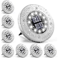 Miniatyrbillede 1 af 5: Solcelle Jordlamper - 12 LED'er, 8 stk., Rustfrit Stål, Hvide Havelamper til Udendørs, Terrasse, Græsplæne, Have, Gangsti - Vandafvisende
