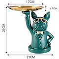Miniatyrbillede 2 af 5: Cool Bulldog Skulptur Fransk Statue Med Rustfrit Stålbakke, Statue, Borddekoration, Mode, Møblering, Multifunktion, Skrivebordsopbevaring