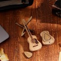 Miniatyrbild 2 av 5: Trägitarrplocklåda Trä Akustisk Gitarrplocklåda Handgjord Gul Trä Plectrumhållare Förvaringsfodral