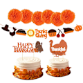 Miniatyrbilde 1 av 4: 9 stk Thanksgiving Bannersett Papirblomster Tyrkia Bunting Flagg Tyrkia Kake Topper Party Favor (papirblomst x 6, Tyrkia Banner x 1, Glad Thanksgiving Topp