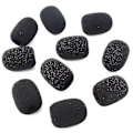 Miniatyrbillede 1 af 5: 100 stk. Mikrofon Headset Vindskærm Svampe Skum Sort Mikrofon Dæksel 30mmx8mm