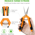 Miniatyrbild 4 av 7: 6,5 tums trädgårdssax handskärare beskärningssax med raka blad i rostfritt stål orange 1-pack