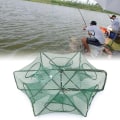 Miniatyrbillede 2 af 5: Sammenklappelig fiskenet Hexagon 6 huller fiskenet reje bur fælde minnow krabbe agn mesh fælde net