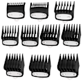 Miniatyrbillede 1 af 5: Clipper Guards Cutting Guides til Wahl Clipper - 10-pak, passer til alle Wahl-klippere i fuld størrelse, 1/16 tomme til 1 tomme (1,5-25 mm), sort