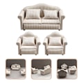 Miniatyrbillede 3 af 4: 3 stk. Miniature sofa til dukkehus - Miniature sofa model - Miniature sofa pude