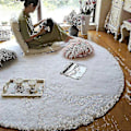 Miniatyrbild 2 av 5: Mjuk rund matta fluffiga vita mattor för vardagsrum mjuk heminredning sovrum - JA Women