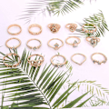 Miniatyrbillede 4 af 4: 10 stk. Boheme Retro Vintage Krystal Led Knuckle Ring Sæt Fingerringe
