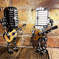 Miniatyrbilde 2 av 5: Mikrofon Robot Gitar Lampe, Retro Kul Søt Morsom Steampunk