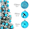 Miniatyrbilde 3 av 4: 24 stk julekulepynt til jul juletre - Mini Shatter lake blue