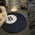 Miniatyrbillede 1 af 5: 120cm Simuleret Billard 8 Ball Rund Blød Stolpude Anti-slip Badeværelsesgulvmåtte Børneværelse Sort Tæppe Dørmatte Arealtæpper Zekai