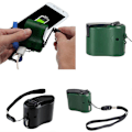 Miniatyrbillede 3 af 5: Grøn mobiltelefon nødstrømsforsyning Usb håndsvingoplader elektrisk generator universel mobilopladning hånddynamo opladning