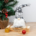 Miniatyrbillede 1 af 7: Jule LED-lys svenske Tomte  julenisser Elver plysdukke julepynt Ferie hjem indretning gave (Lysegrå lang hat )