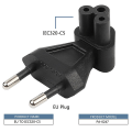 Miniatyrbillede 4 af 5: 2-polet Eu Han-stik til Iec 320 C5 Hunkon AC-adapter 2.5a Sikring, Eu Industriel Strømstikkonverter