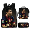 Miniatyrbillede 1 af 4: 3 stk./sæt fodboldstjerne Lionel Messi rygsæk studenter skole taske L pencil case