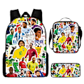 Pikkukuva 1 / 4: 3 kpl/setti jalkapallo tähti reppu opiskelija koululaukku 6 pencil case