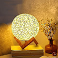 Miniatyrbillede 3 af 5: LED Natlampe, Sengelampe, Rattan Og Træ Soveværelse Stemningslampe, USB Genopladelig [Energiklasse A++]