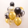 Miniatyrbilde 3 av 5: 50 stk. sorte og gull ballonger - metalliske grønne ballonger med gullkonfetti, perfekt til bursdag, konfirmasjon, halloween-pynt (ca.