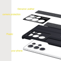 Miniatyrbillede 3 af 5: Ægte læder etui kompatibel med Samsung Galaxy S23 Ultra ægte læder bagcover ultratynd hård kofanger Black