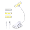 Miniatyrbillede 1 af 5: Læselampe Bogklemme, 9 Led Klemmelampe Med 3 Farvetemperatur Og Justerbar Touch-kontakt, Usb