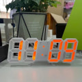 Miniatyrbild 1 av 5: Stor 3D LED digital väggklocka orange light