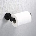 Miniatyrbillede 5 af 6: Sort håndklæde- og toiletrulleholder sæt badeværelsestilbehørssæt 2 dele toiletrulleholder og knager SUS 304 rustfrit stål vægmonteret