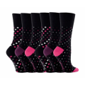 Miniatyrbilde 5 av 5: 6 Pk ladies gentle grip non elastic socks 4-8 uk Multi grey / blue