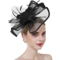Miniatyrbillede 1 af 5: Elegant Dame Blomst Fjeder Mesh Net Fascinator Hat Slør Med Pandebåndsklips