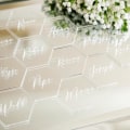 Miniatyrbillede 5 af 5: 40 stk. Gennemsigtige Akryl Hexagon Blanke Pladskort Udskårne Plader Blanke Fliser Bryllupsdekoration Til Ta