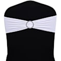 Miniatyrbilde 2 av 5: 10 stk elastiske stolsløyfer med spenne, for bryllup, Lycra, polyester og spandex stolsløyfe, hvit