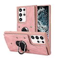 Pikkukuva 1 / 4: Nahkainen lompakkokotelo puhelimeen Yhteensopiva Samsung Galaxy S23 Ultra/s23 Plus/s23 Magneettirenkaalla ja korttipaikalla Pink S23 Plus