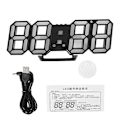 Miniatyrbillede 1 af 5: Moderne 3d LED vægur, moderne digitalt bordalarmur, nattelyslampe, sort