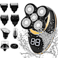 Miniatyrbillede 1 af 5: Elektrisk roterende barbermaskine til mænd - Elektrisk skægtrimmer til våd og tør barbering