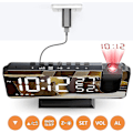 Miniatyrbillede 2 af 5: Vækkeur Projektor Loft Radio Vækkeur Med Led Spejl Skærm Usb Opladningsport Snooze Funktion Dobbelt Alarm Digitalt Ur Til Soveværelse, Køkken