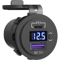 Miniatyrbild 1 av 5: 48W USB C-billaddare för biluttag, 12V/24V Pd&qc 3.0-biluttag med LED-voltmeter och på/av-knapp Snabb billaddare