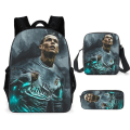 Miniatyrbillede 1 af 4: 3 stk./sæt fodboldstjerne Lionel Messi rygsæk studenter skole taske T pencil case