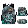 Pikkukuva 1 / 4: 3 kpl/setti jalkapalloilija Lionel Messi reppu opiskelijan koululaukku T backpack