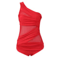 Miniatyrbild 1 av 4: Kvinnors enkla monokini bikini push-up baddräkt badkläder Red 4XL