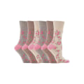 Miniatyrbilde 1 av 5: 6 Pk ladies gentle grip non elastic socks 4-8 uk Floral beige