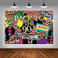 Pikkukuva 3 / 5: Takaisin 90-luvulle -teemajuhlan taustat Hip Hop Graffiti Retro -seinäkoriste Banner Radio Cd Muotivalokuvaus Tausta 90-luvun väri Graffiti Juhlan koriste