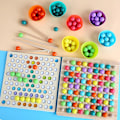 Miniatyrbillede 5 af 5: Regnbuefarvede perler eliminering brætspil træ sortering matchende læring legetøj 3+ drenge piger børn gave